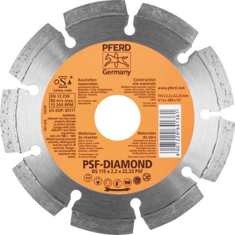 PFERD DIAMOND BLADE SEGMENTED DS 100 X 1.6 X 16/20 PSF